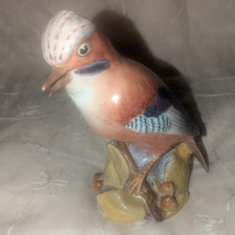 Vintage Royal Worcester Bird Figurine - Brown and Blue 3248